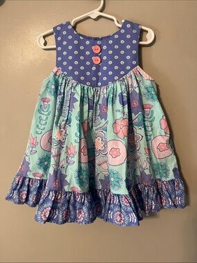 Eleanor Rose Whimsical Garden Dress Floral Birds Size 2
